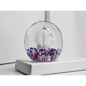 Vintage Red, White & Blue Paperweight (Pits & Scratches)